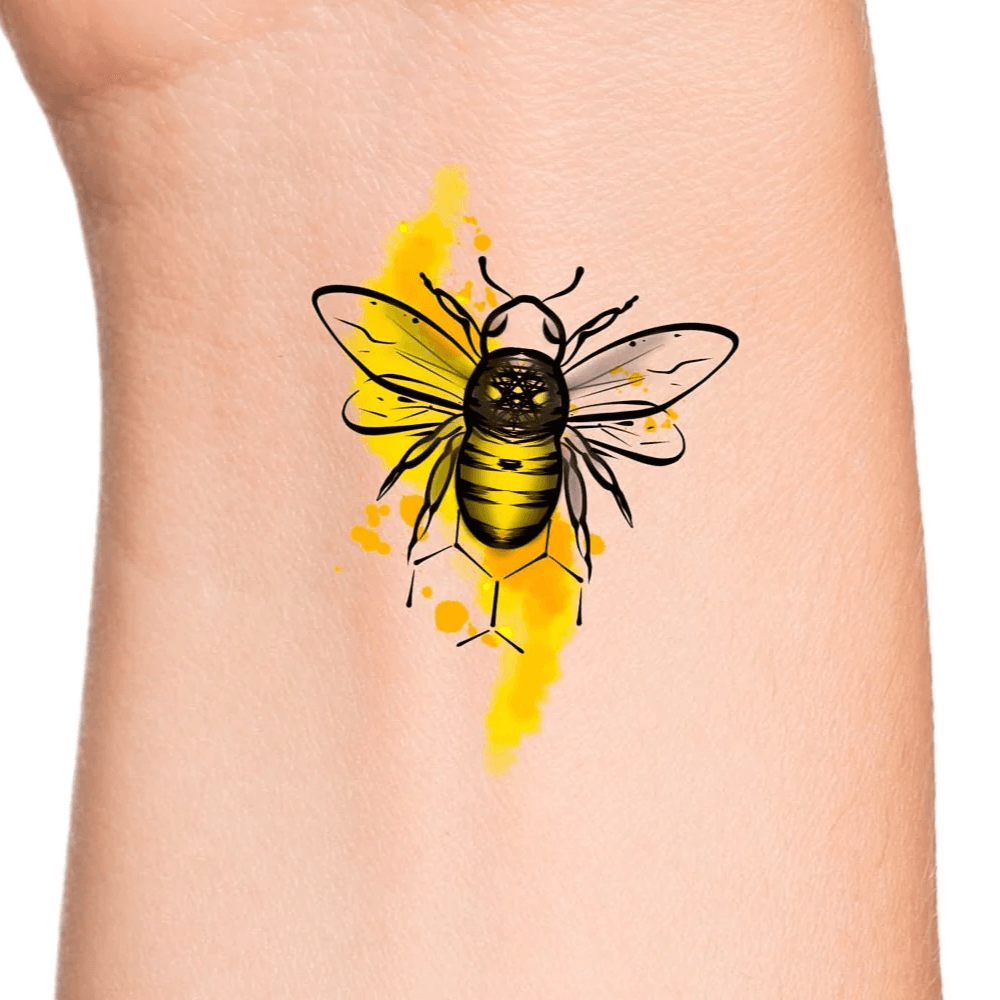 Microrealist bee tattoo