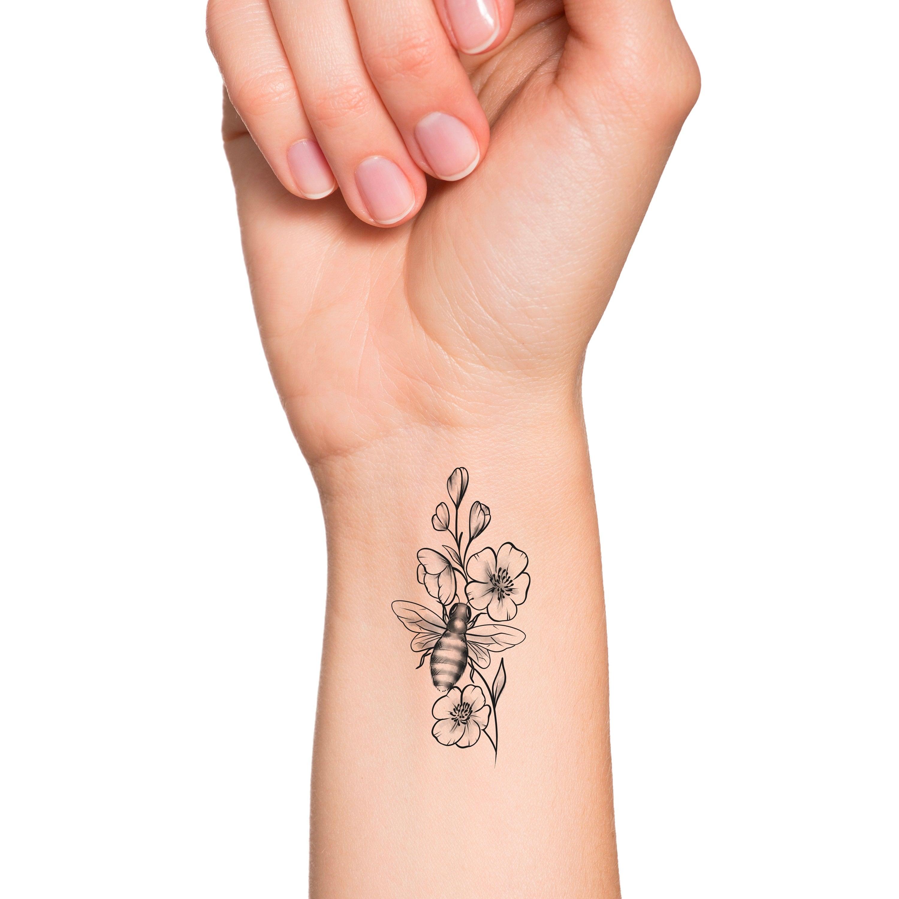 Bumble Bee Floral Temporary Tattoo  Bee Tattoo  Floral  Etsy