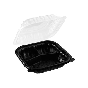 8"×8" THREE COMPARTMENT CLEAR&BLACK FOOD CONTAINER ML-BW83 - Hoyaboba.com