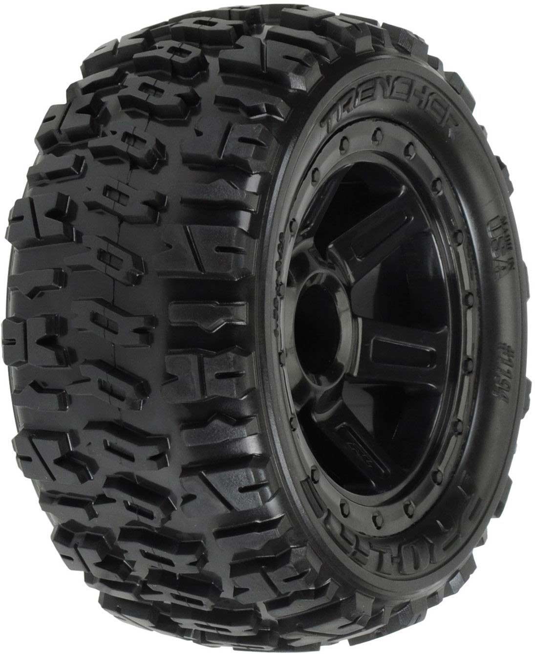 1/8 Trencher X F/R 3.8 MT Tires Mounted 17mm Blk Raid (2)