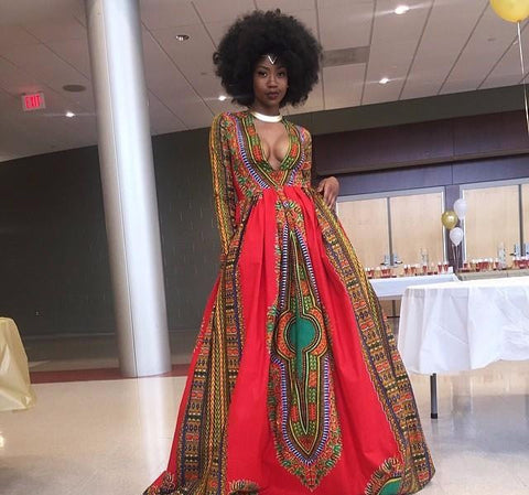 red dashiki dress