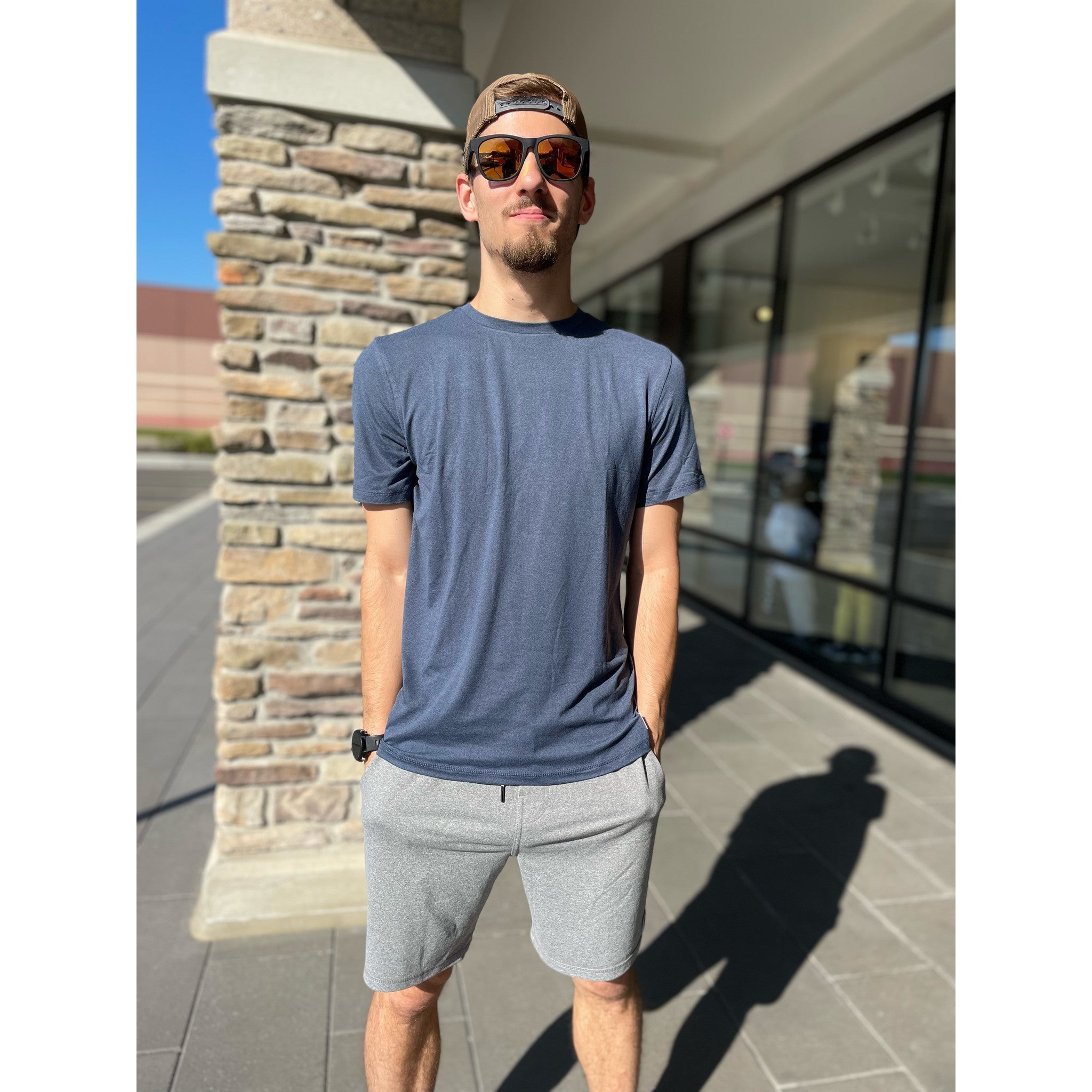navy and gray short