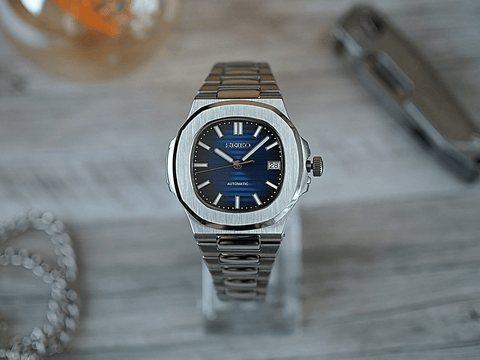 Seiko Steel Nautilus 5711 Homage Mod Blue Dial