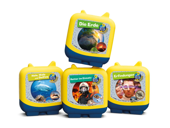Vier Tonies Figuren für das Lernspiel Wieso? Weshalb? Warum? Profiwissen in einer ansprechenden Verpackung