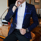 jacquard contrast collar blazer suit