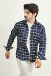 - QUADREY NAVY BLUE CHECKS SHIRT -