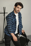 - INDIGO BLUE CHECK SHIRT WITH TEE -