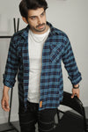 - INDIGO BLUE CHECK SHIRT WITH TEE -