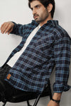 - INDIGO BLUE CHECK SHIRT WITH TEE -