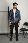 - INDIGO BLUE CHECK SHIRT WITH TEE -