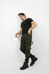 - BAGGY FIT OLIVE CONTRAST PANT -