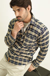 - WIDE DUPPLIN CREAM FLANNEL CHECK SHIRT -