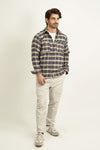 - WIDE DUPPLIN CREAM FLANNEL CHECK SHIRT -