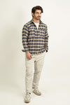 - WIDE DUPPLIN CREAM FLANNEL CHECK SHIRT WITH TEE -