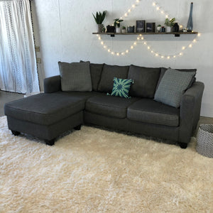 Gray Sectional with Reversible Chaise & Reversible Pillows-Delivery Available   - Couch Kingdom