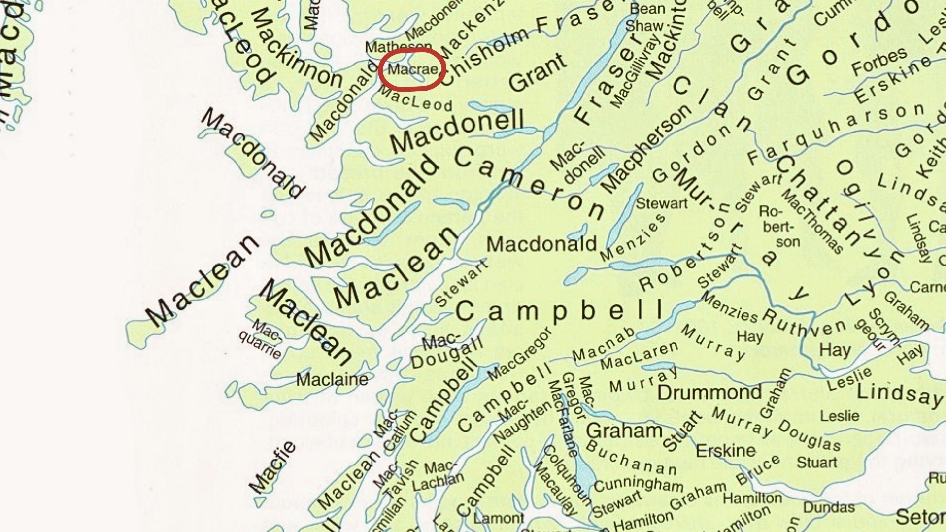 Clan map of MacRae Clan