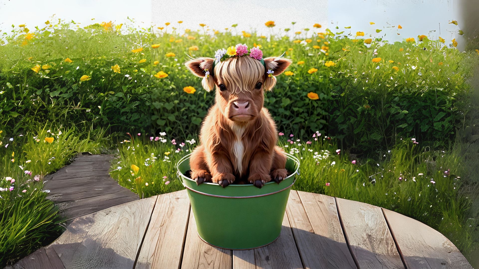 a cute Baby  Highland Cows