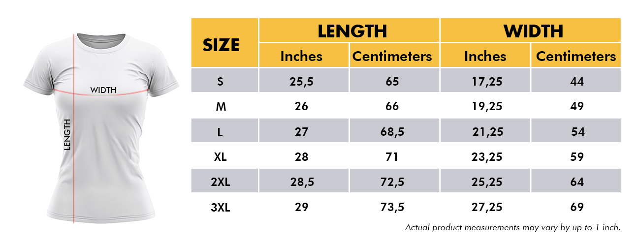 Women T-Shirt Size Chart