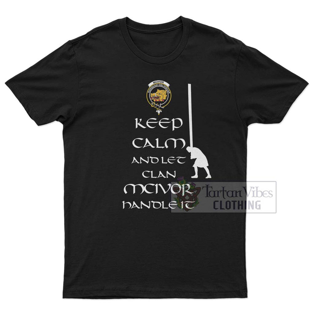 McIvor Clan Men's T-Shirt: Keep Calm and Let the Clan Handle It Caber Toss Highland Games Style