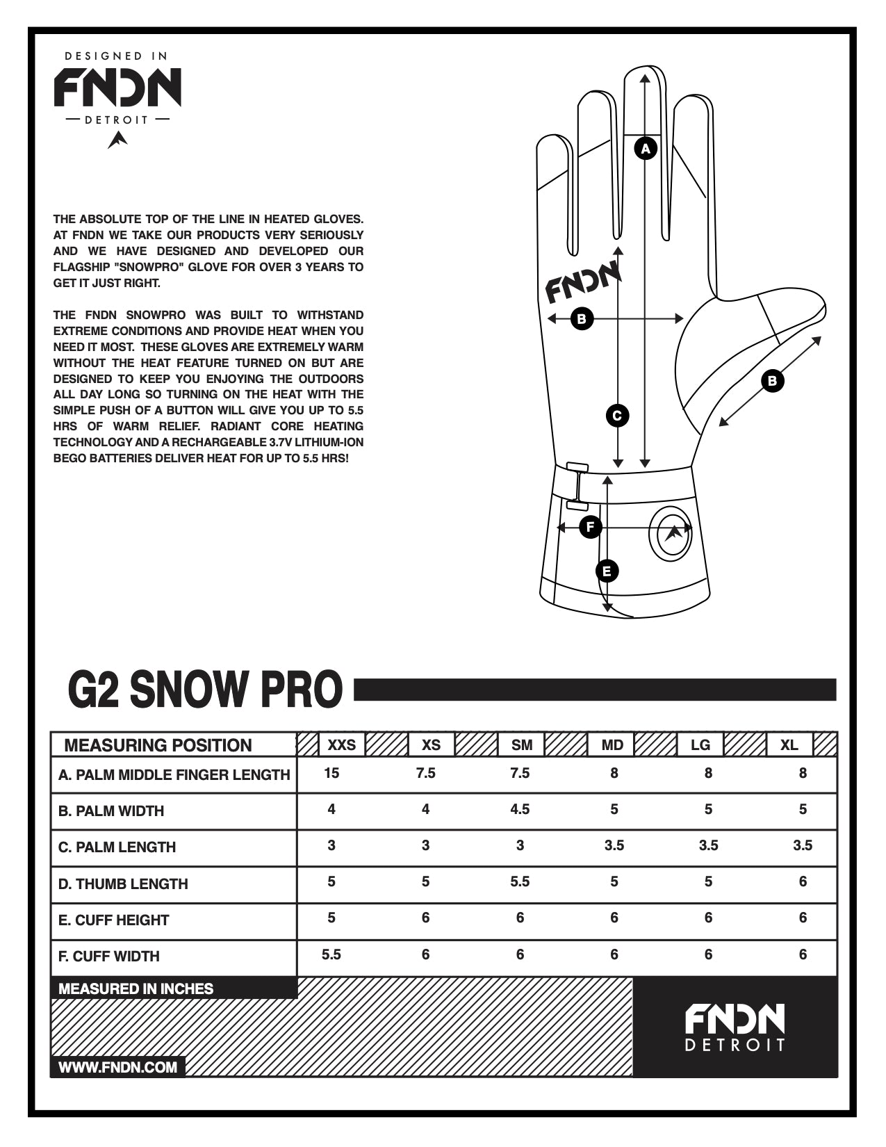 Snow Pro Sizing Chart