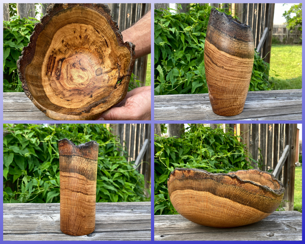 Red Oak Hand Turned Bowls and Vases