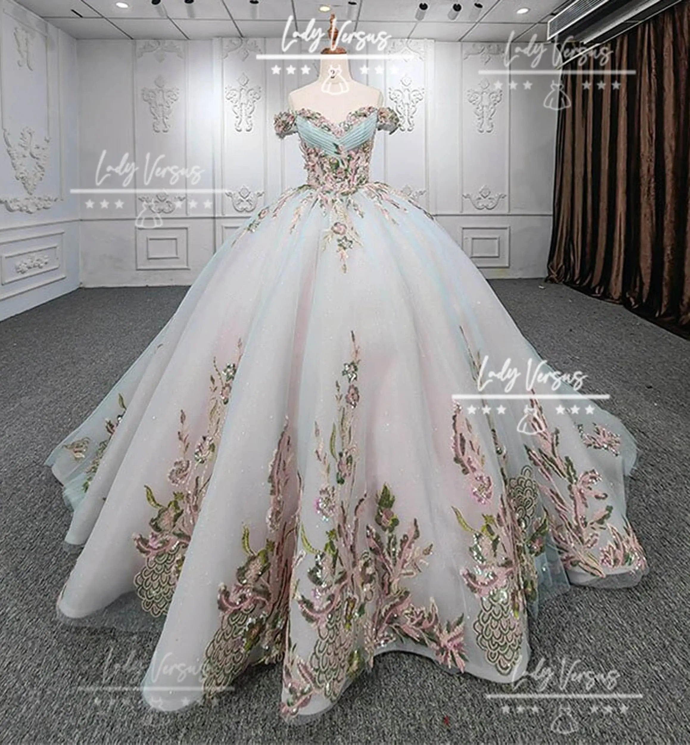 Beautiful fairytale wedding dress/  Sequince embellished  dress/ Extravagant bridal gown/Gorgeous wedding dress/ Ball Gown/Prom dress Lady Versus