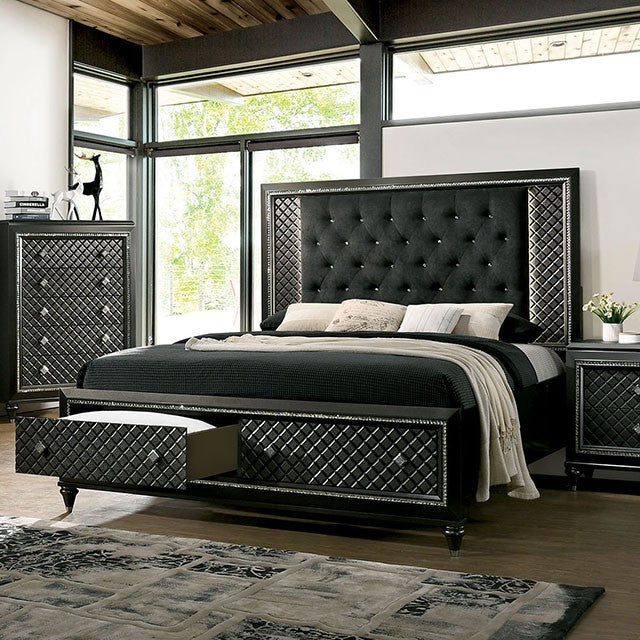 Florizel Eastern King Bed In Black by Furniture of America