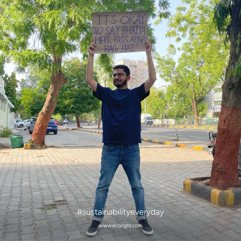 World Environment Day Message with a Placard 