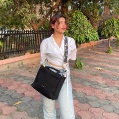 Famous Blogger Carrying Sustainable The Satchel Wabi Sabi Black by Ecoright