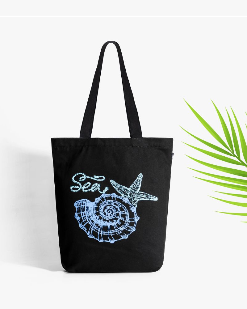 Ecoright Whale Doodle Zipper Tote Bag - Eco-Friendly & Stylish