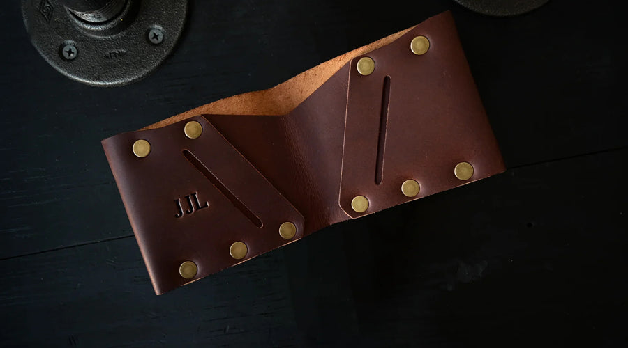 leather wallet with initials