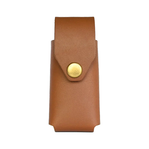 tan multi-tool leather sheath with antique brass rivet
