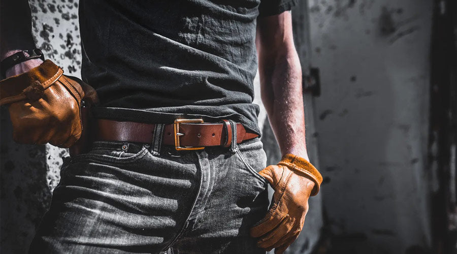 leather belts on hanger