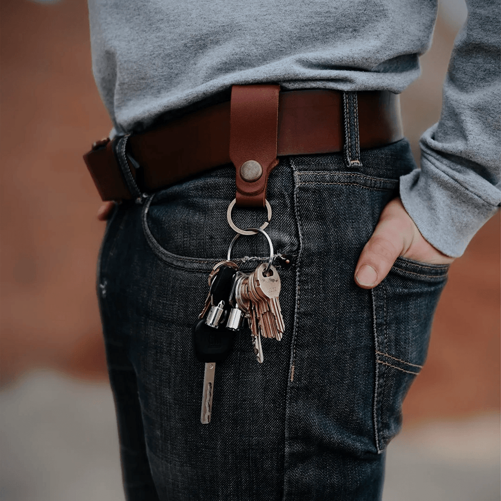 1820 Bag Co. Leather Fob Keychain, Belt Clip Key Holder