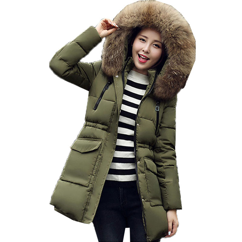 down padded coat with fur hood