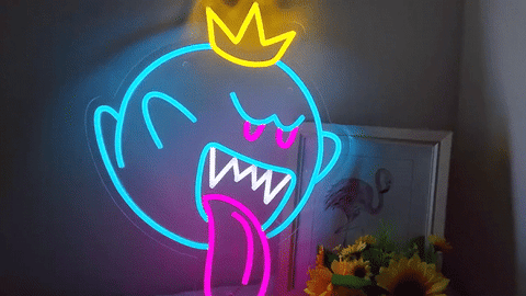 King Boo Neon Sign GIF
