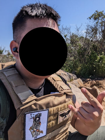 Chau on active duty showing off one of his embroidered patches!