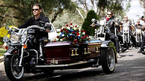A biker gang funeral procession