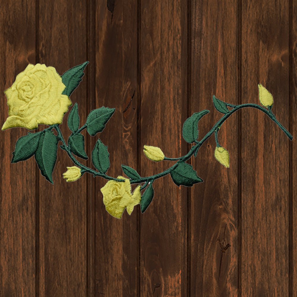 Large Yellow Rose Embroidered Patch — Iron On