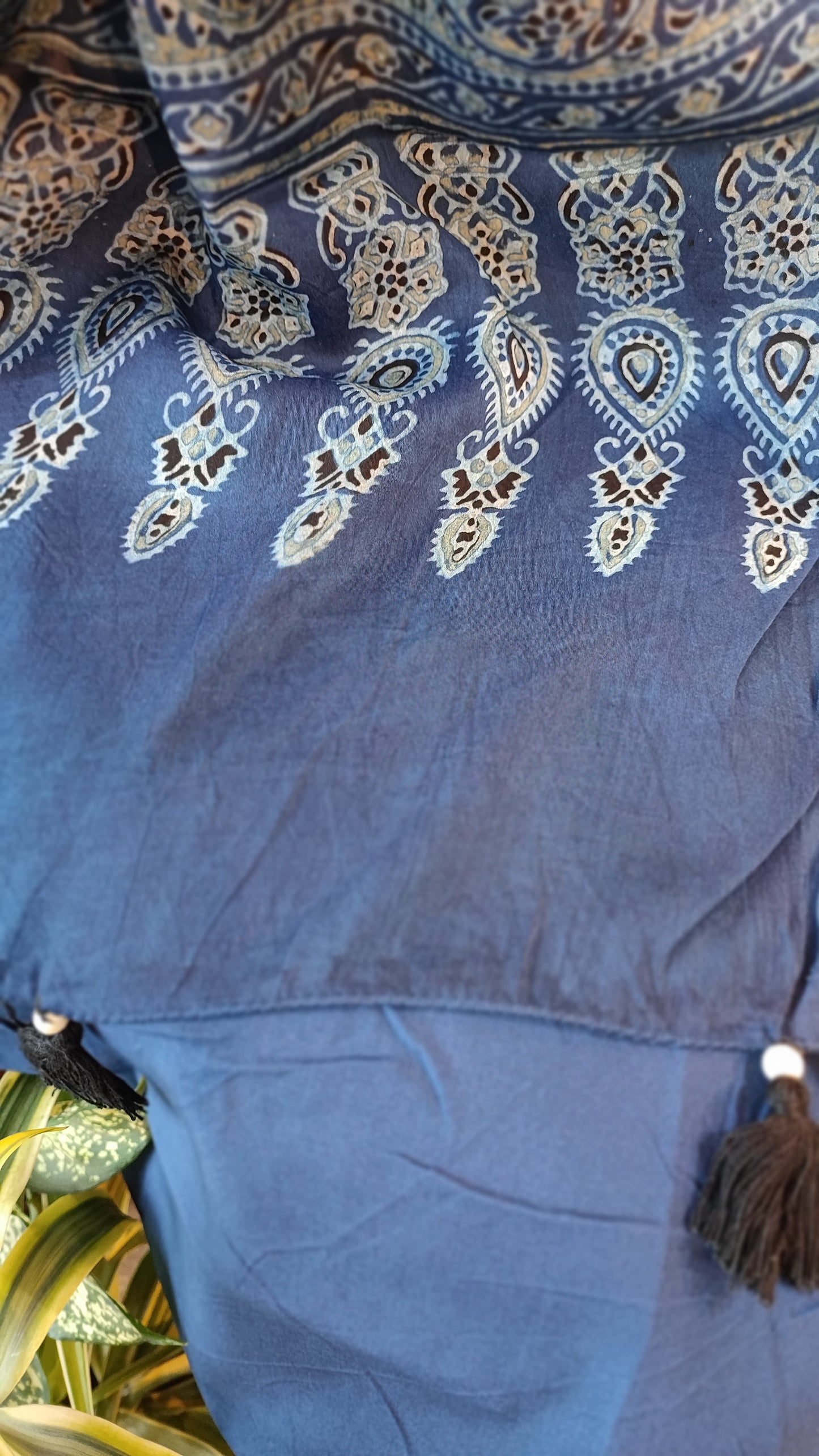 Sanofi Blue Premium Ajrakh Modal Silk Handblock Printed Suit Set – Faburra