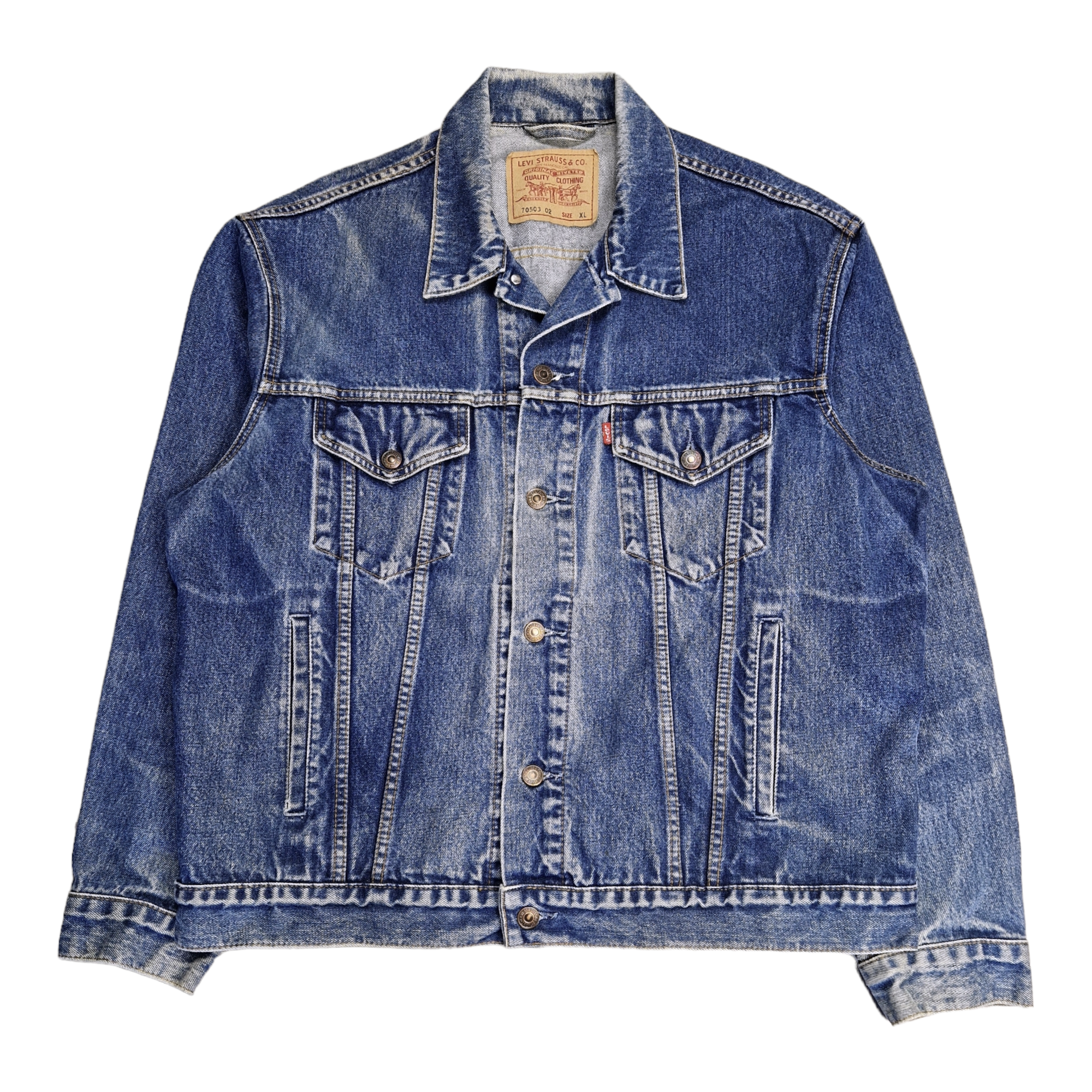 90's Levi's Denim Trucker Jacket In Blue - Size XL – Bad Seed Vintage