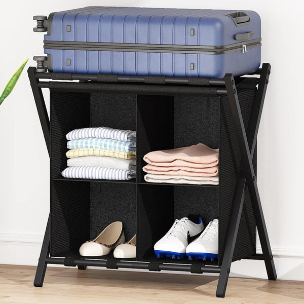 Luggage Rack with storage, Guest Room Folding Suitcase Stands