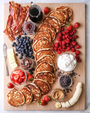 Pancake breakfast board. Kids halloween snacks.