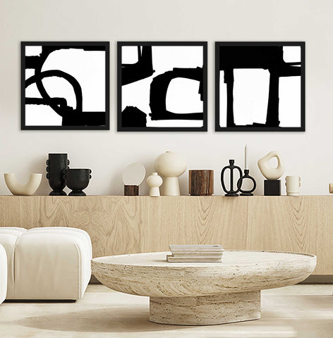 black and white abstract wall art fro the living room. 