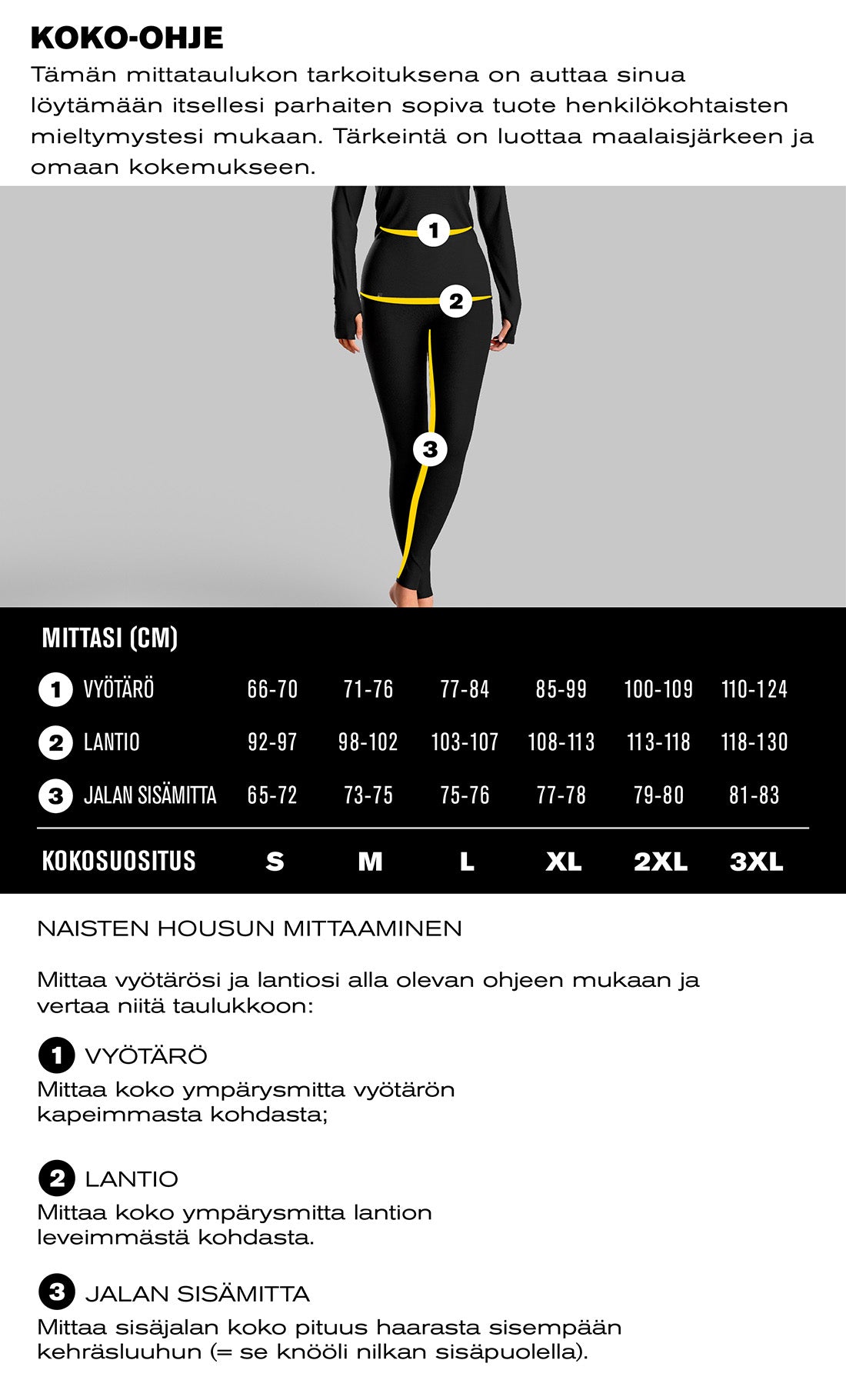 size guide - women's stealth pant