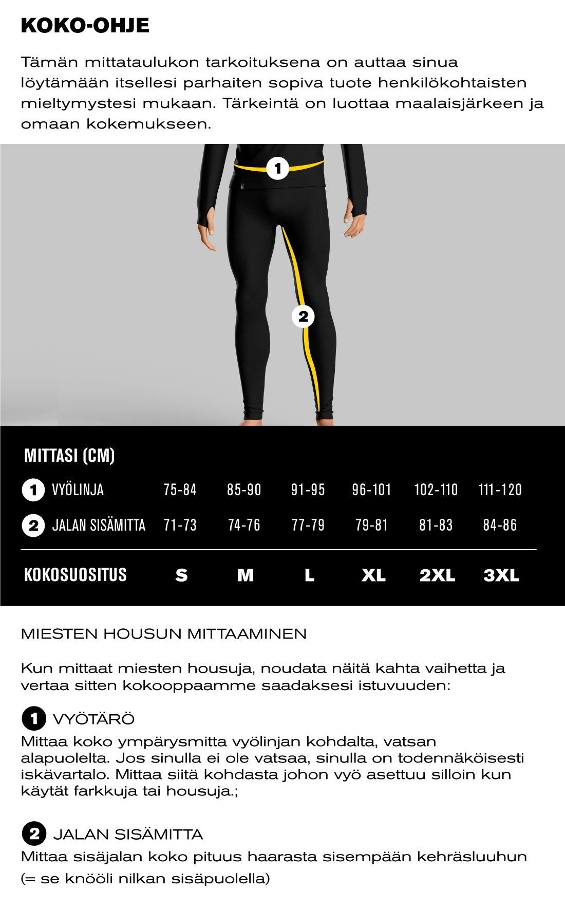 size guide - men's stealth pant