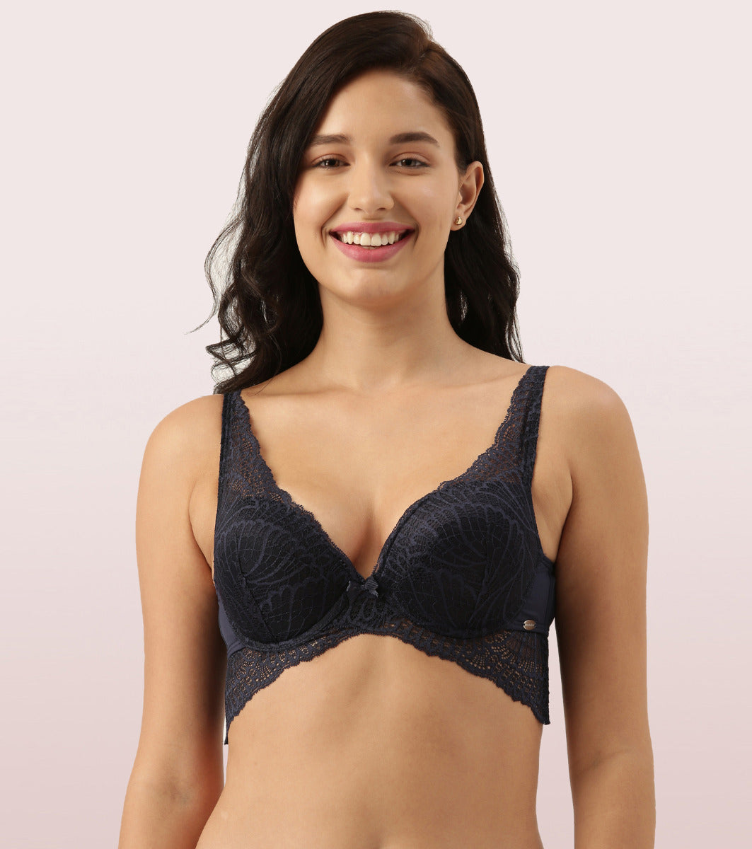 Enamor F043 Perfect Plunge Nylon Spandex Push-up Bra Padded Wired