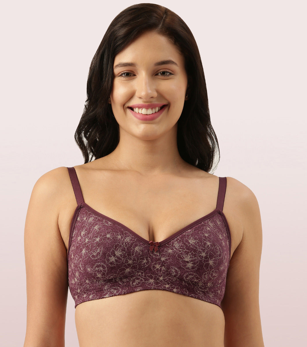 Enamor A042 Side Support Shaper Bra - Supima Cotton, Non-Padded & Wirefree  - Orchid Melange (34C)