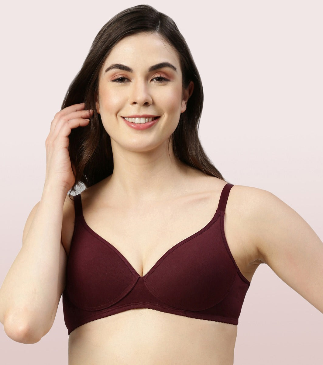 Buy Enamor Single Layered Non Wired 3/4Th Coverage T-Shirt Bra - Bridal Red  at Rs.300 online