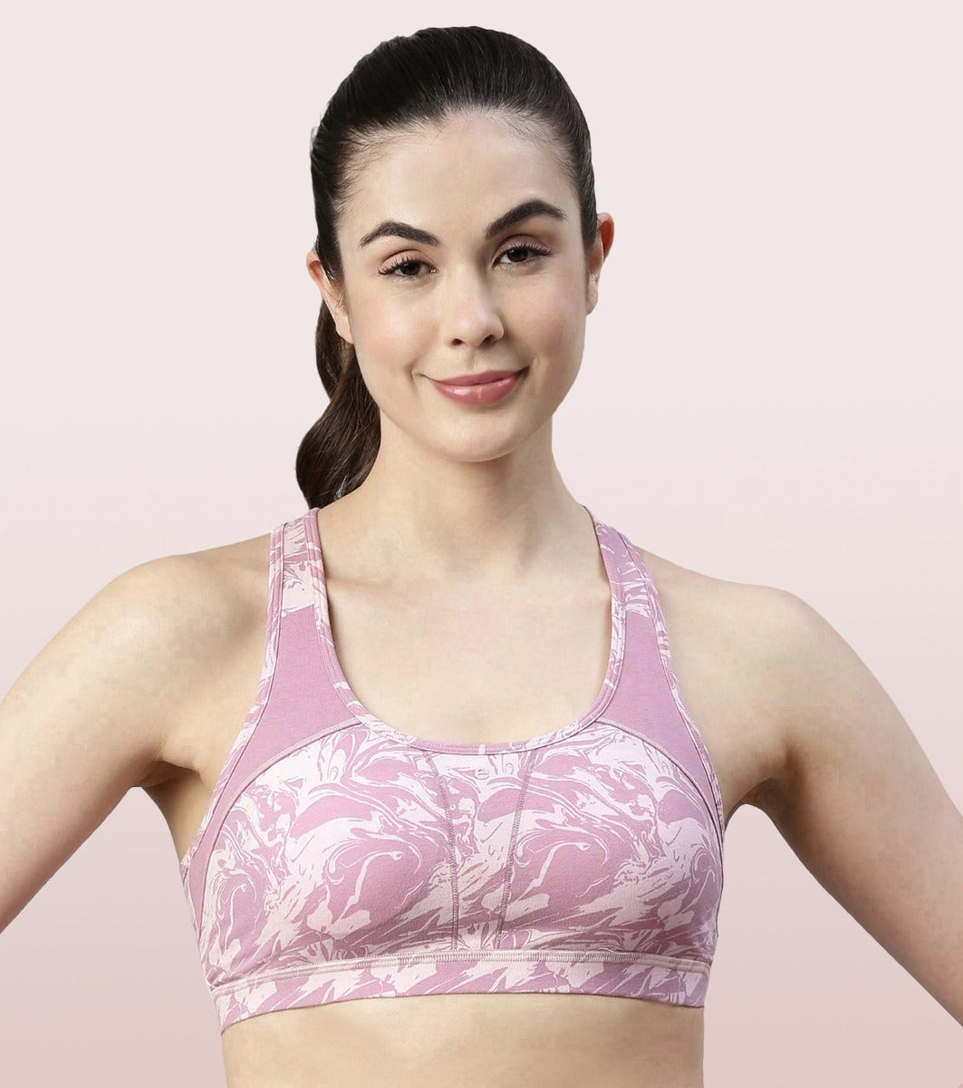 Medium Impact Sports Bra - Racer Back Removable Pads Wirefree